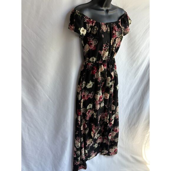 Mind Code Black Floral Off Shoulder Maxi Dress Sze S Romper Summer Date Romantic - Picture 4 of 13